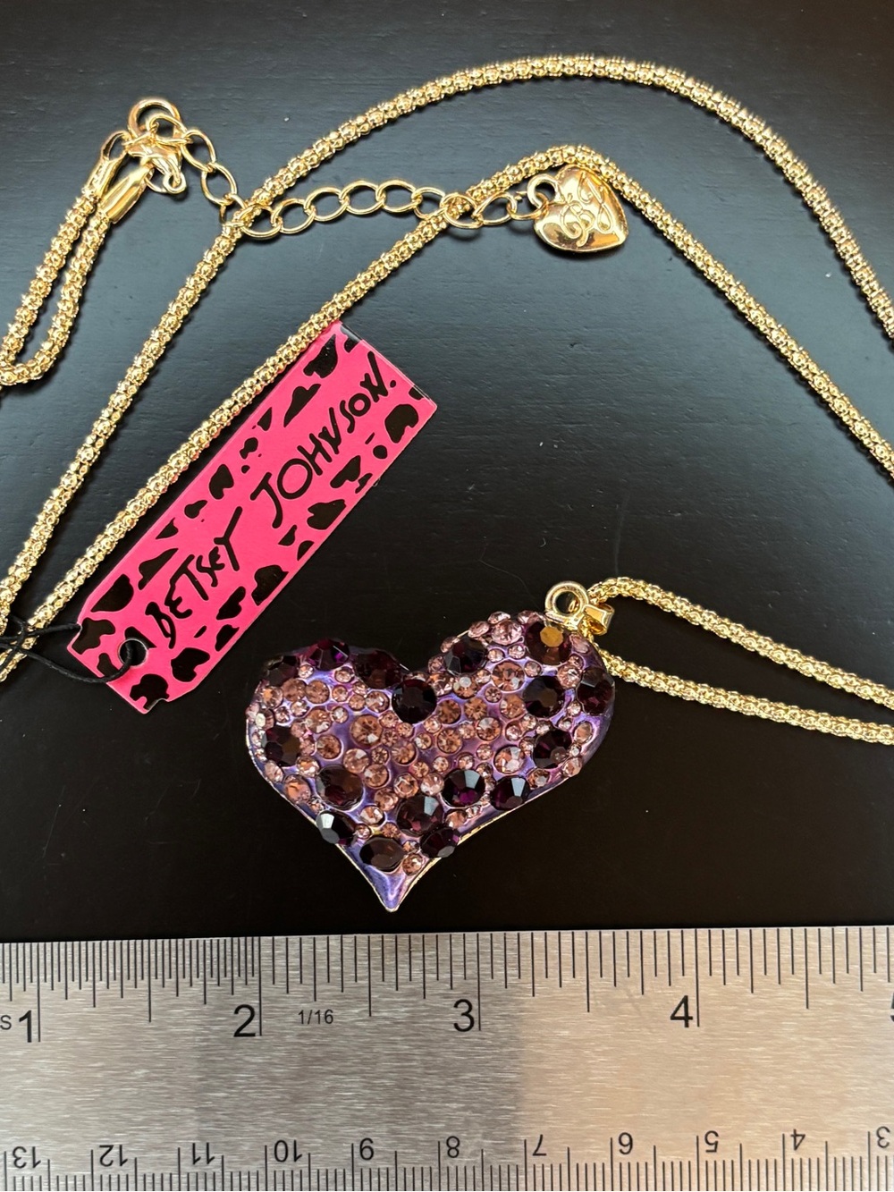 Betsey Johnson Jeweled Heart Pendant Necklace